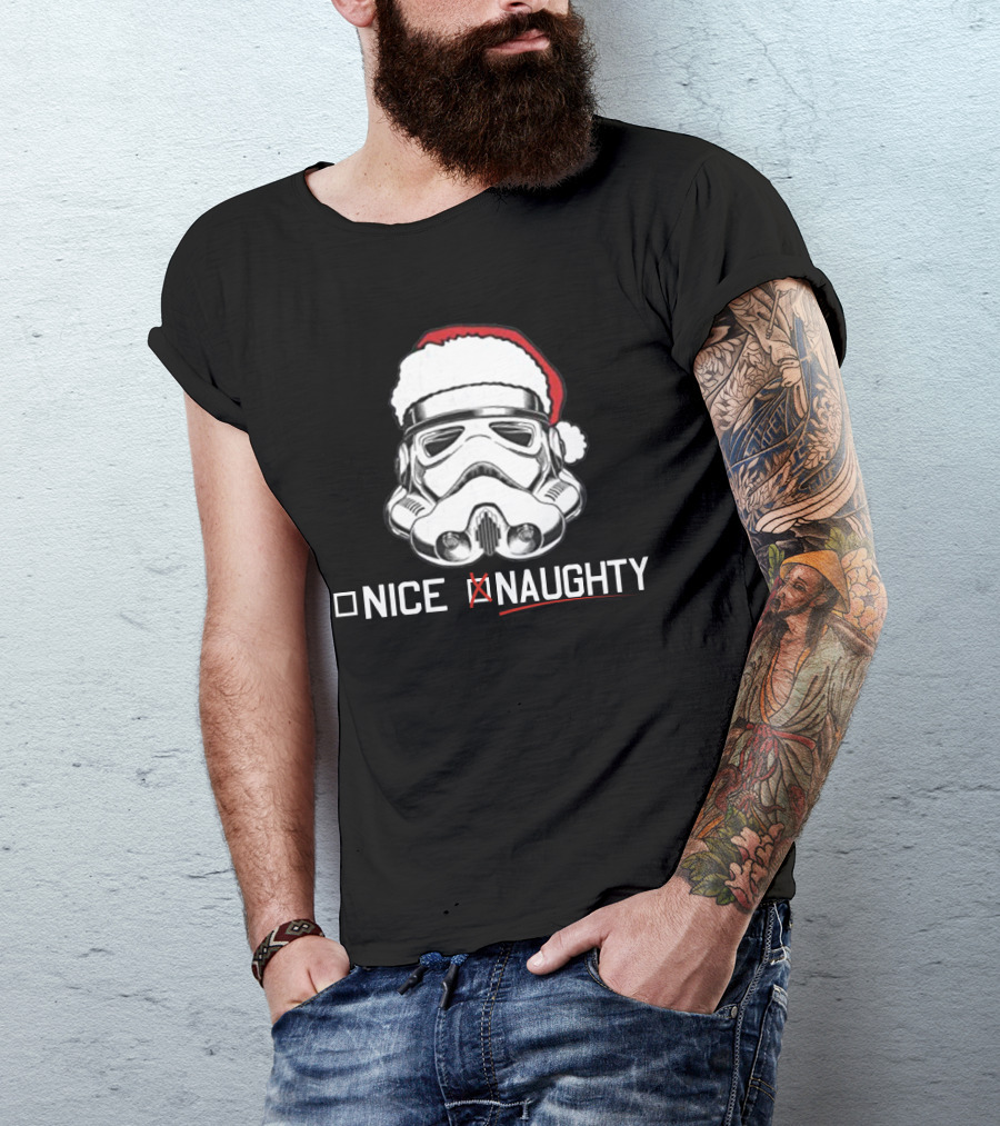 Star Wars Stormtrooper Santa Hat Naughty List Christmas Holiday Humor T-Shirt