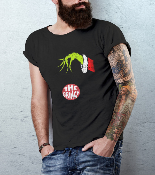 The Grinch Hand Holding Red Ornament With The Grinch Text T-Shirt