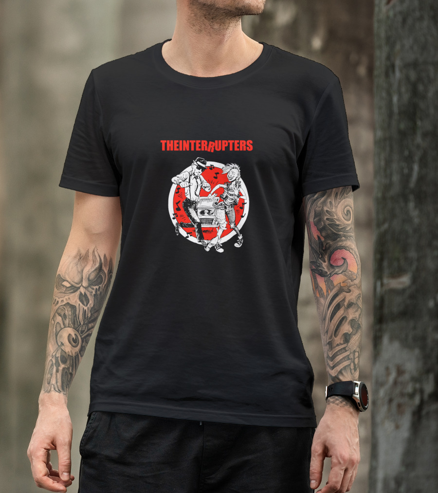 The Interrupters Ska Music Tour Dance Scene With Classic Boombox And Red Musical Notes T-Shirt