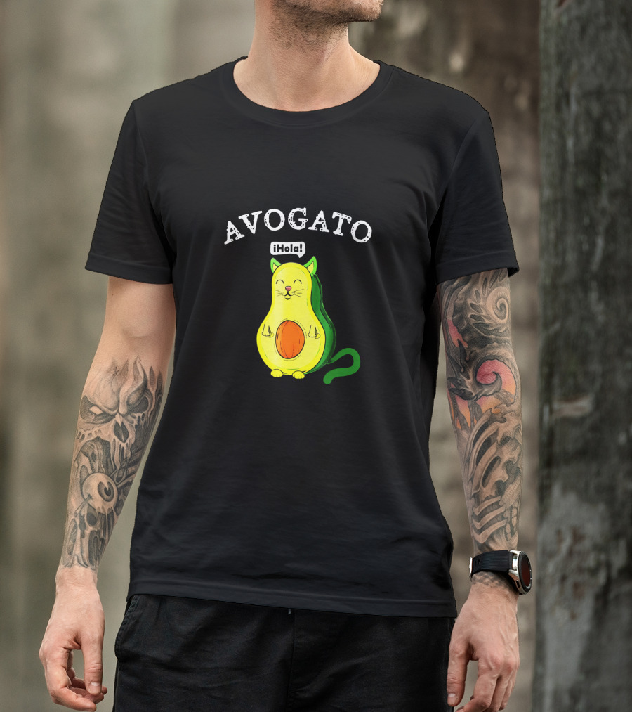 Avogato Hola Avocado Cat Face T-Shirt