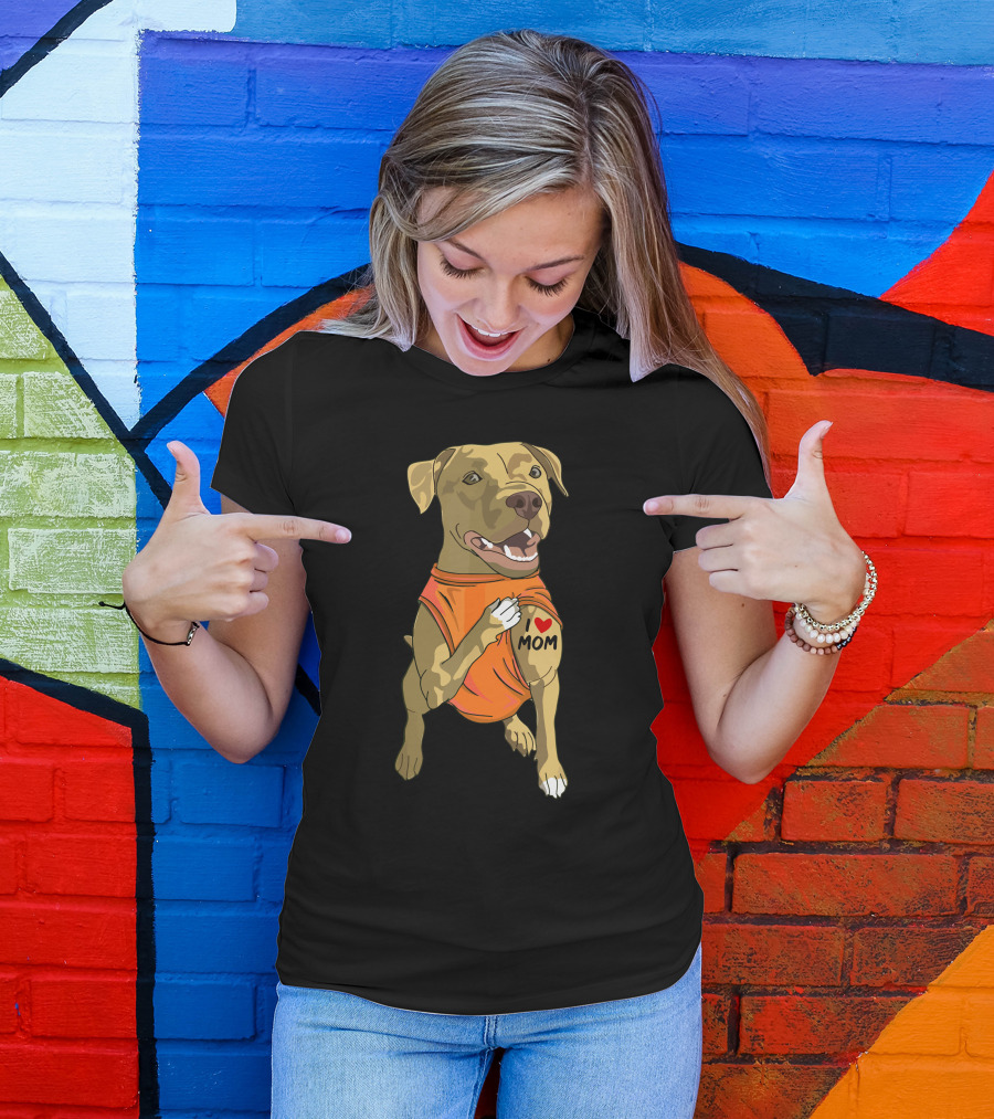 Pit Bull I Love Mom Tattoo T-Shirt