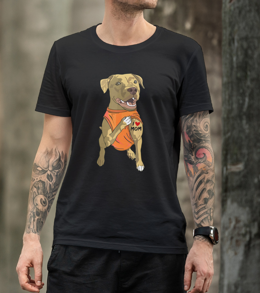 Pit Bull I Love Mom Tattoo T-Shirt