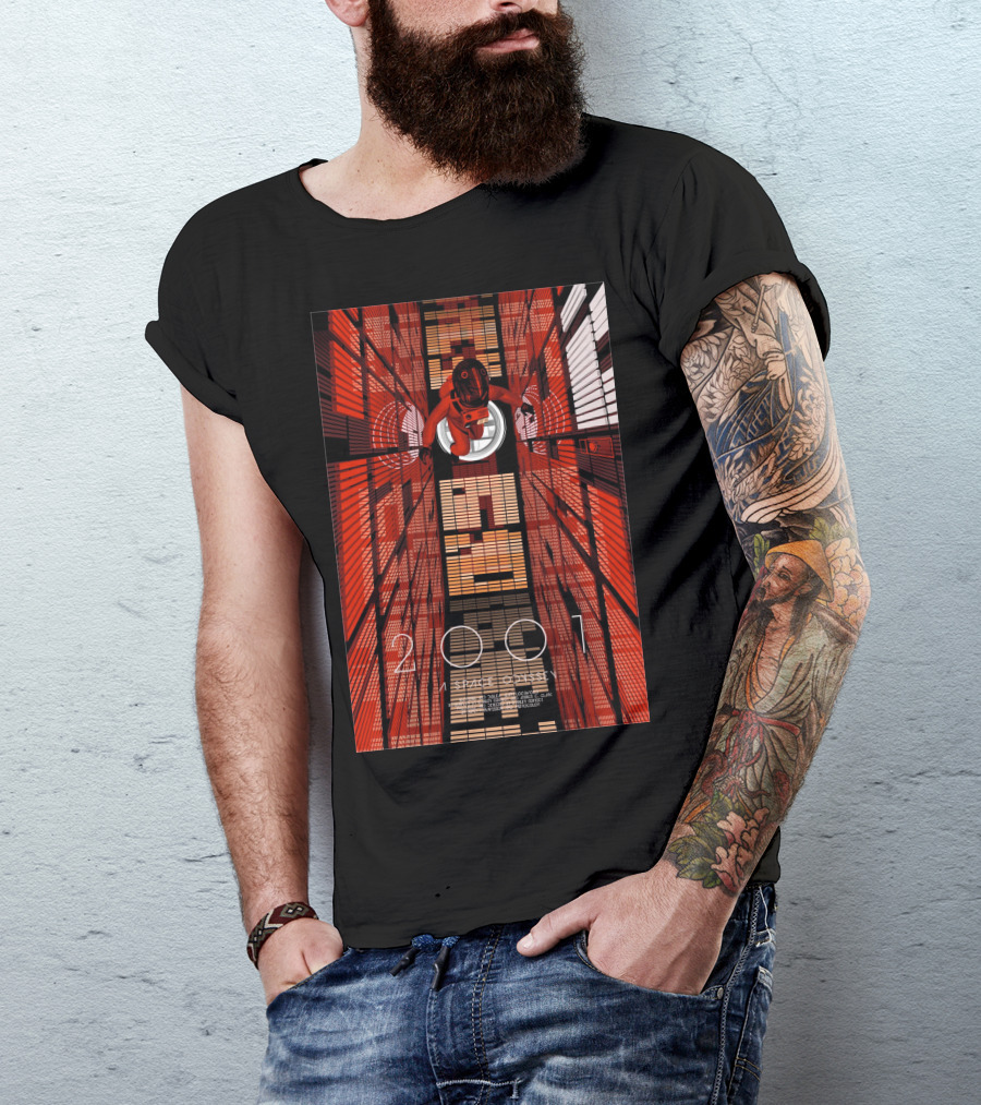 Futuristic Space Exploration In Red Hallway - 2001: A Space Odyssey T-Shirt