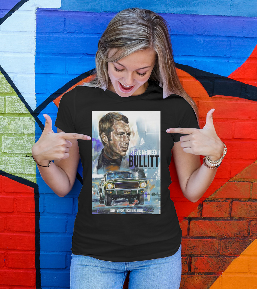 STEVE MCQUEEN BULLITT ROBERT VAUGHN JACQUELINE BISSET TECHNICOLOR MOVIE T-Shirt