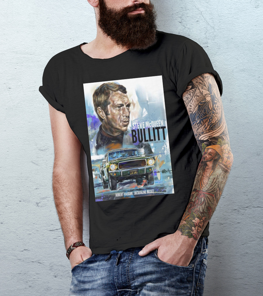 STEVE MCQUEEN BULLITT ROBERT VAUGHN JACQUELINE BISSET TECHNICOLOR MOVIE T-Shirt