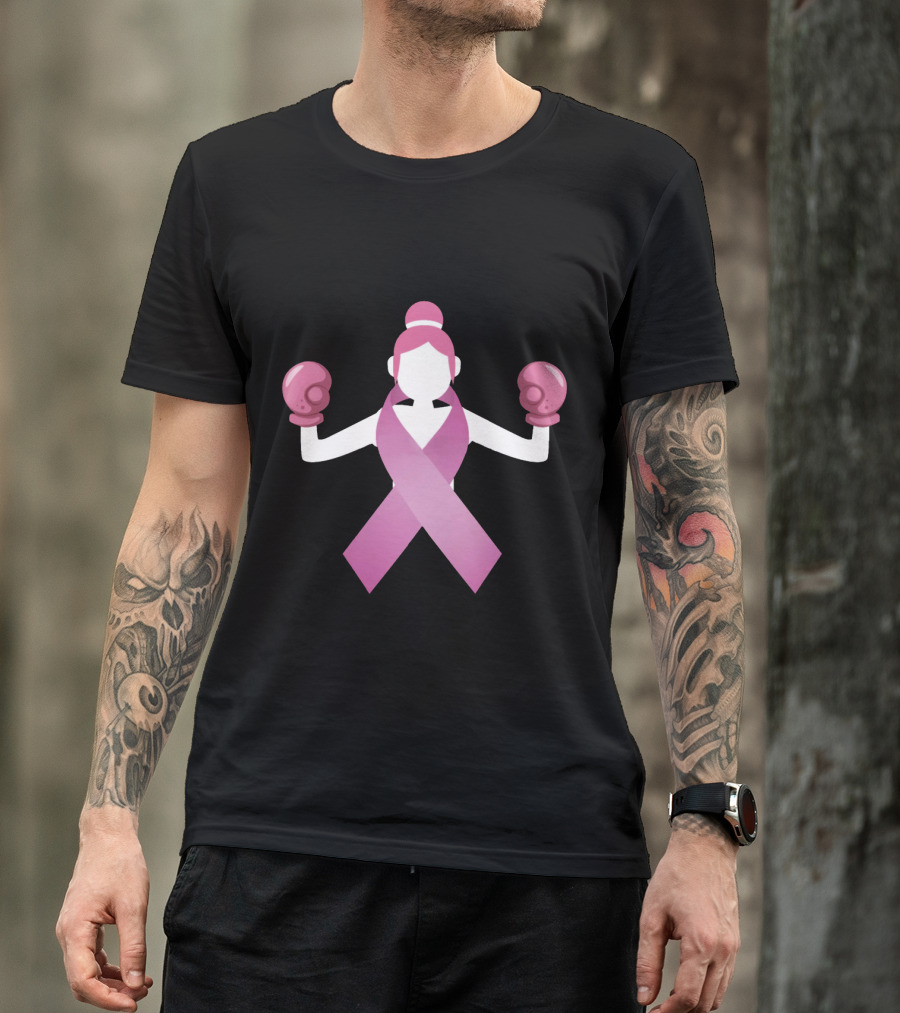 Breast Cancer Awareness Pink Ribbon Boxing Gloves Empowerment T-Shirt