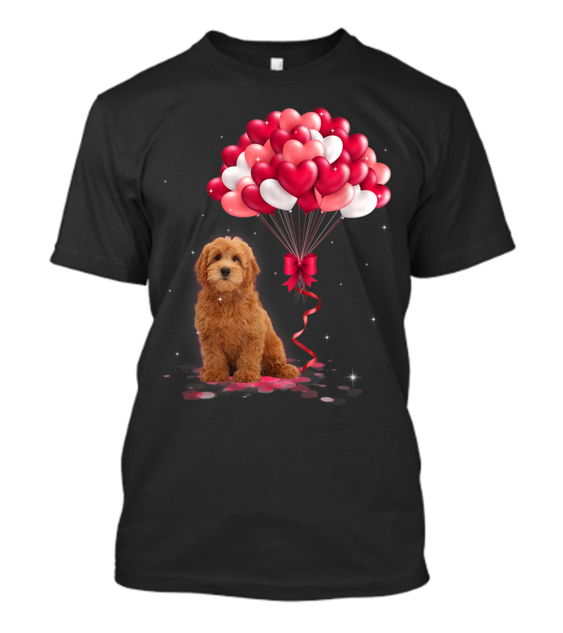 Goldendoodle Puppy With Heart Balloons T-Shirt
