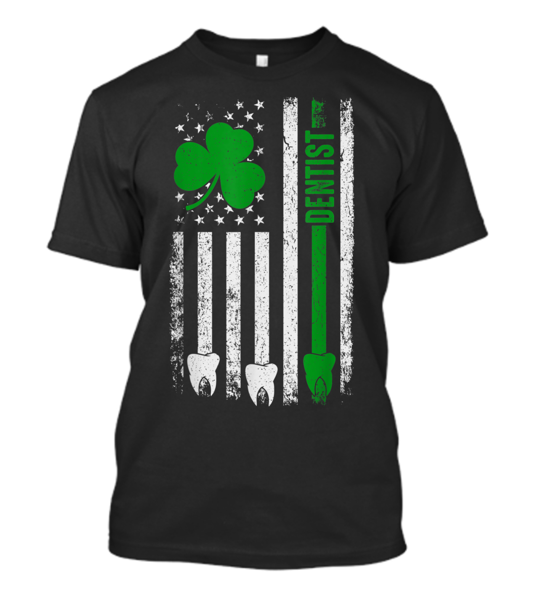 American Flag Shamrock Dentist With Teeth And Stripes T-Shirt