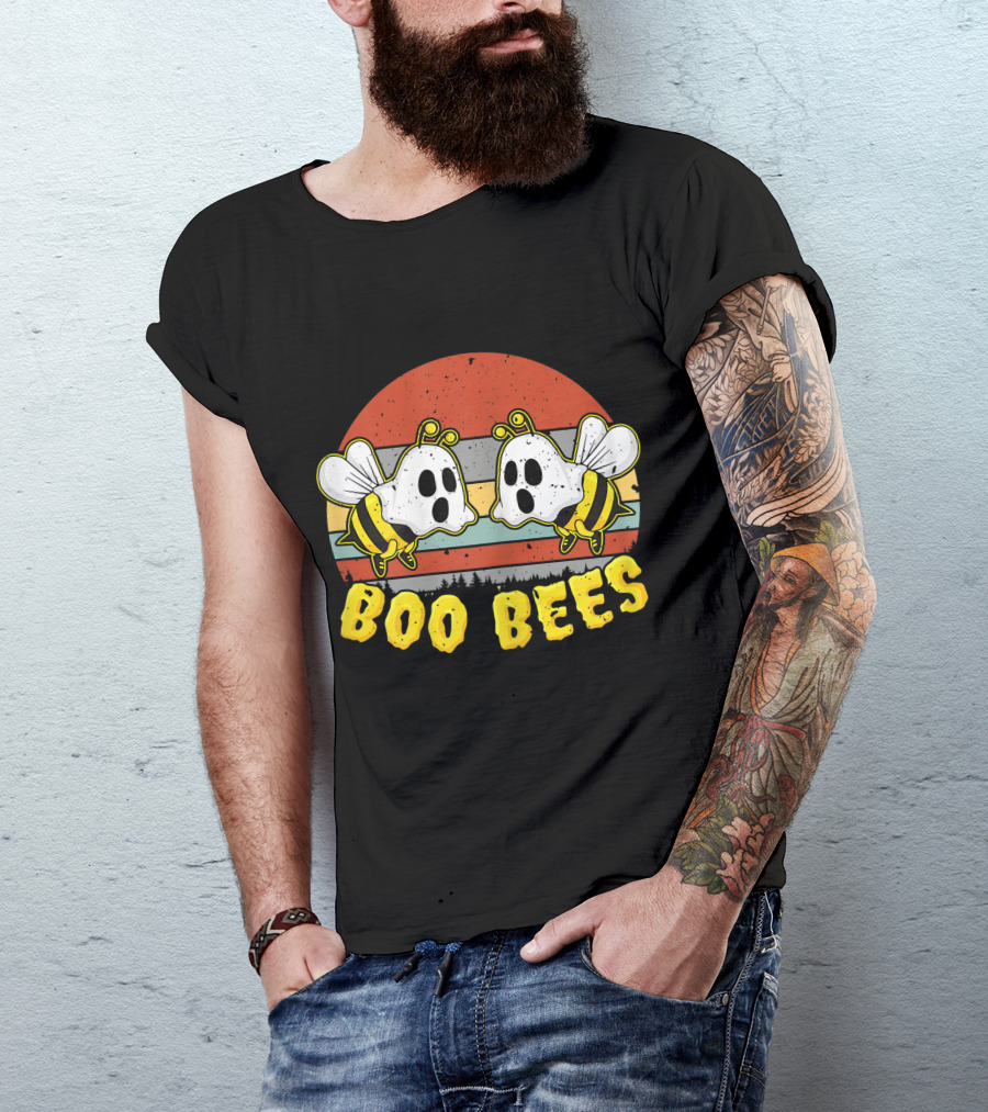 Boo Bees Retro Ghostly Bees Halloween Humor T-Shirt