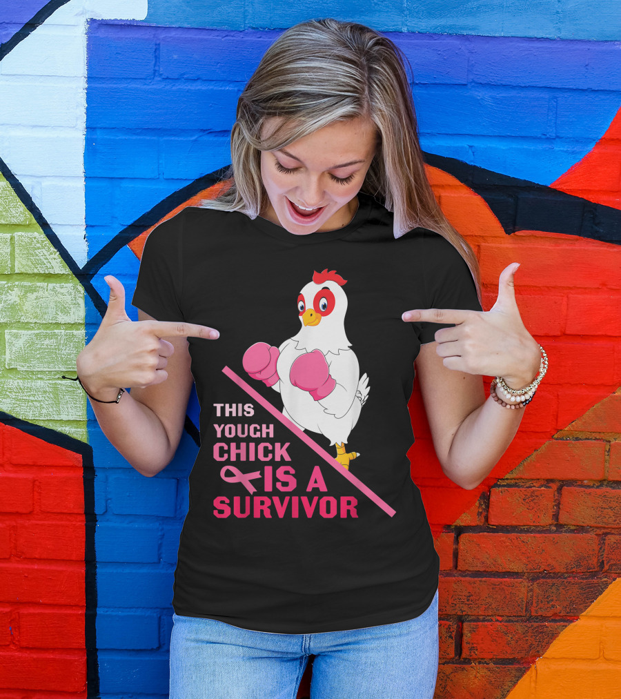 This Tough Chick Is A Survivor Breast Cancer Pink T-Shirt