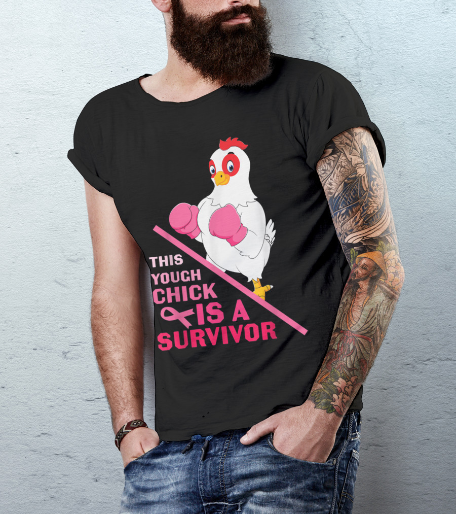 This Tough Chick Is A Survivor Breast Cancer Pink T-Shirt