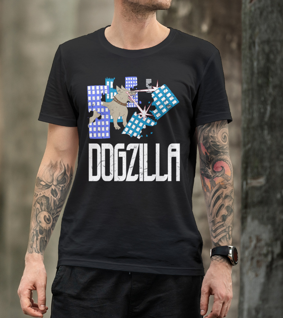 DOGZILLA Laser-Eyed Dog Rampaging Through Skyscrapers T-Shirt