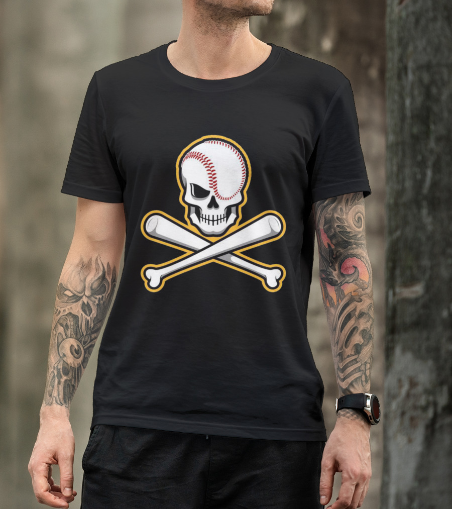 Skull Baseball Bat Crossbones Sports T-Shirt