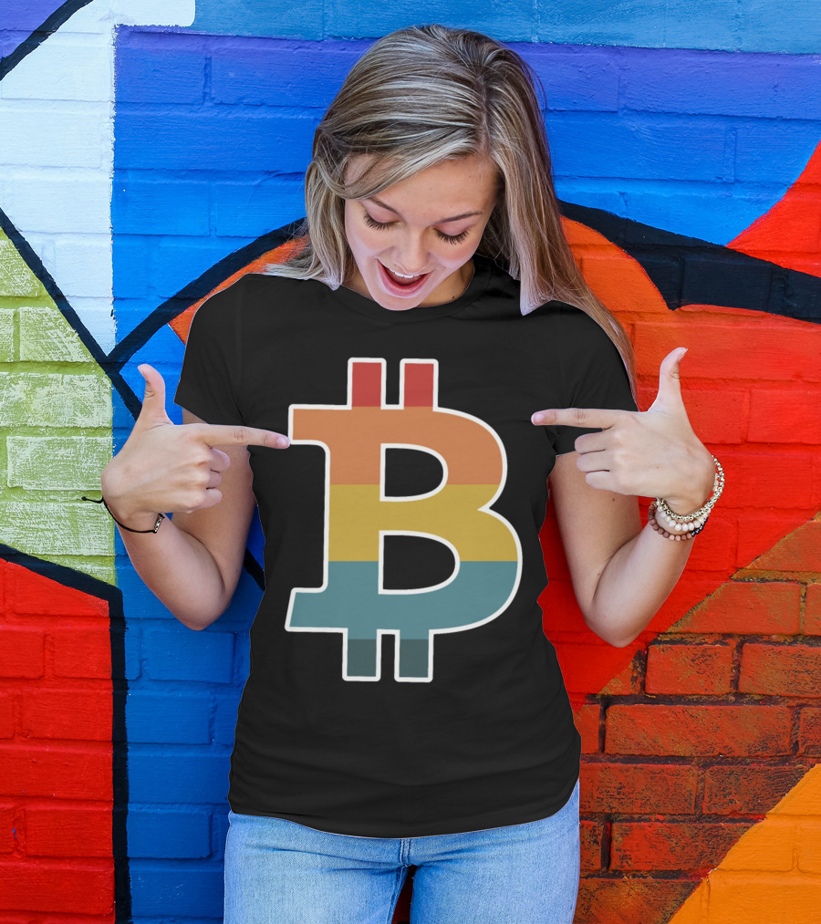 Bitcoin Retro Vintage Stripes T-Shirt