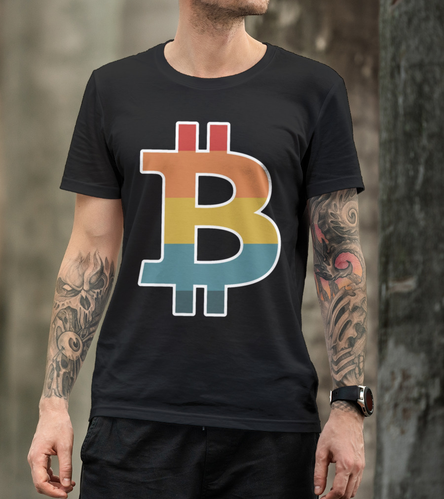 Bitcoin Retro Vintage Stripes T-Shirt