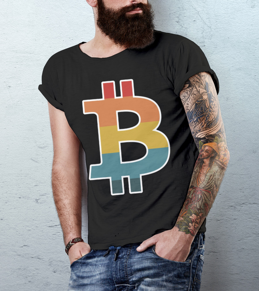 Bitcoin Retro Vintage Stripes T-Shirt
