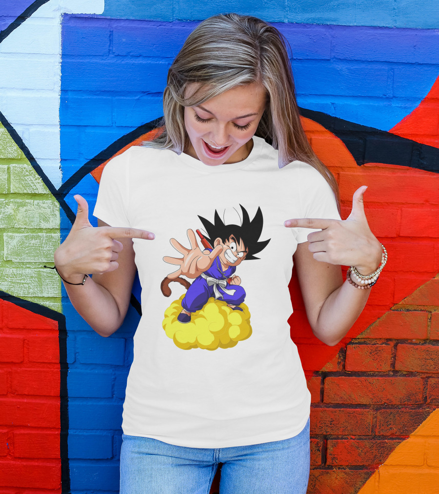 Goku Kid Riding Flying Nimbus Dragon Ball Classic Image T-Shirt