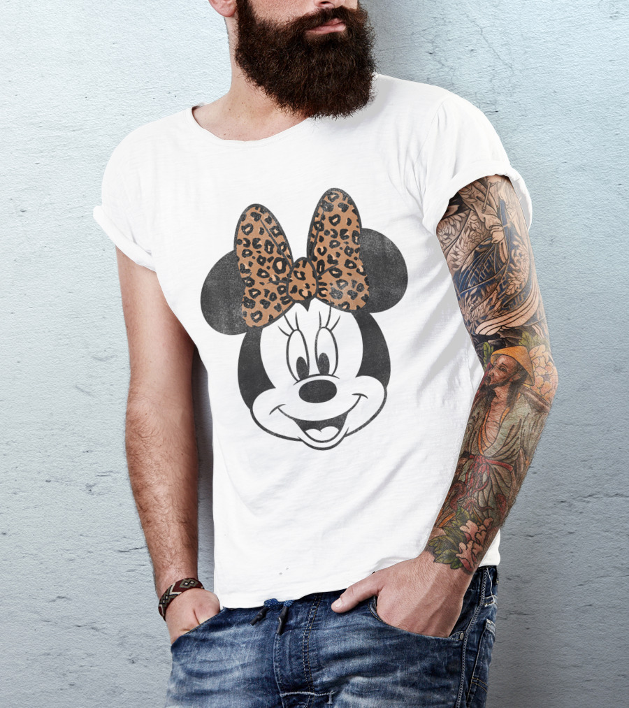 Minnie Mouse Leopard Print Bow Disney Mickey And Friends T-Shirt