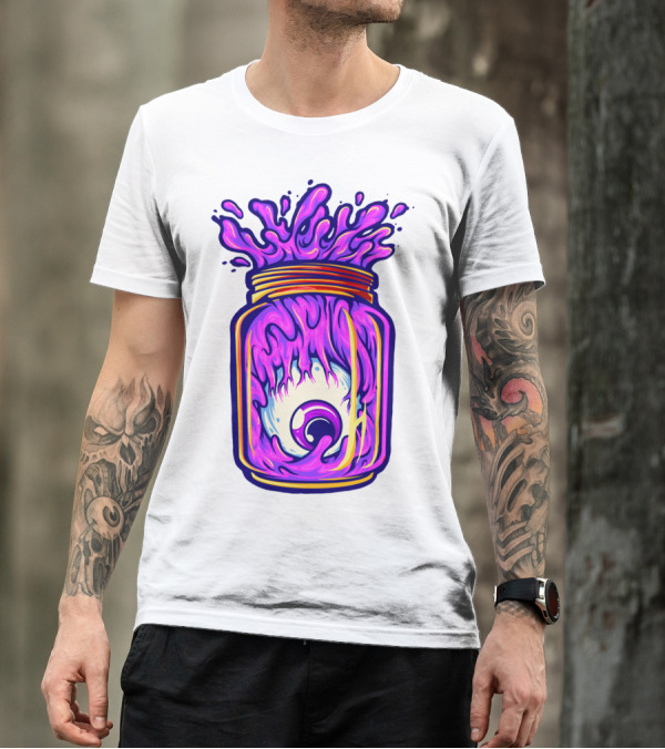 Zombie Eyeball Jar Overflowing With Purple Liquid T-Shirt