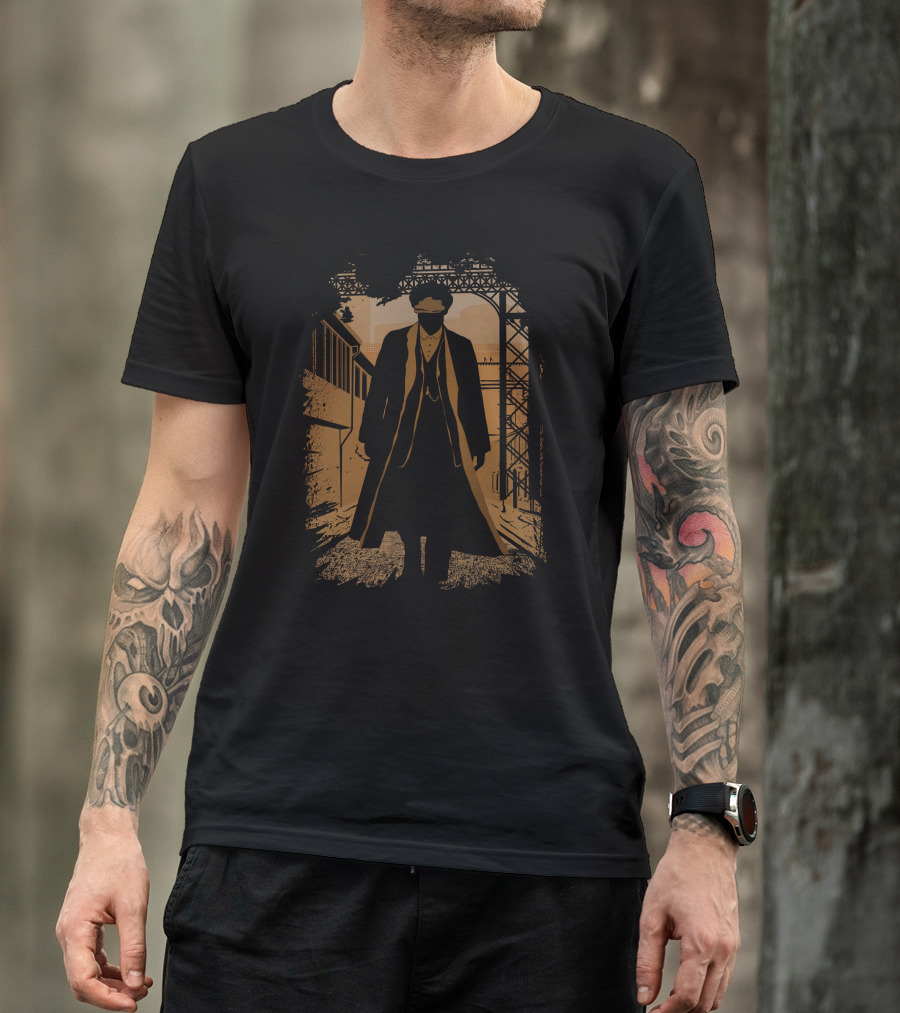 Thomas Shelby Iconic Coat Under Industrial Archway T-Shirt