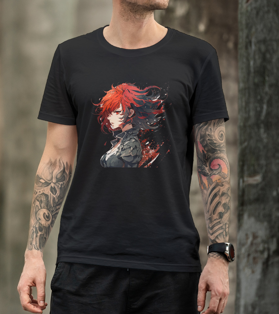 Ryuko Red Hair Anime Character Dynamic T-Shirt
