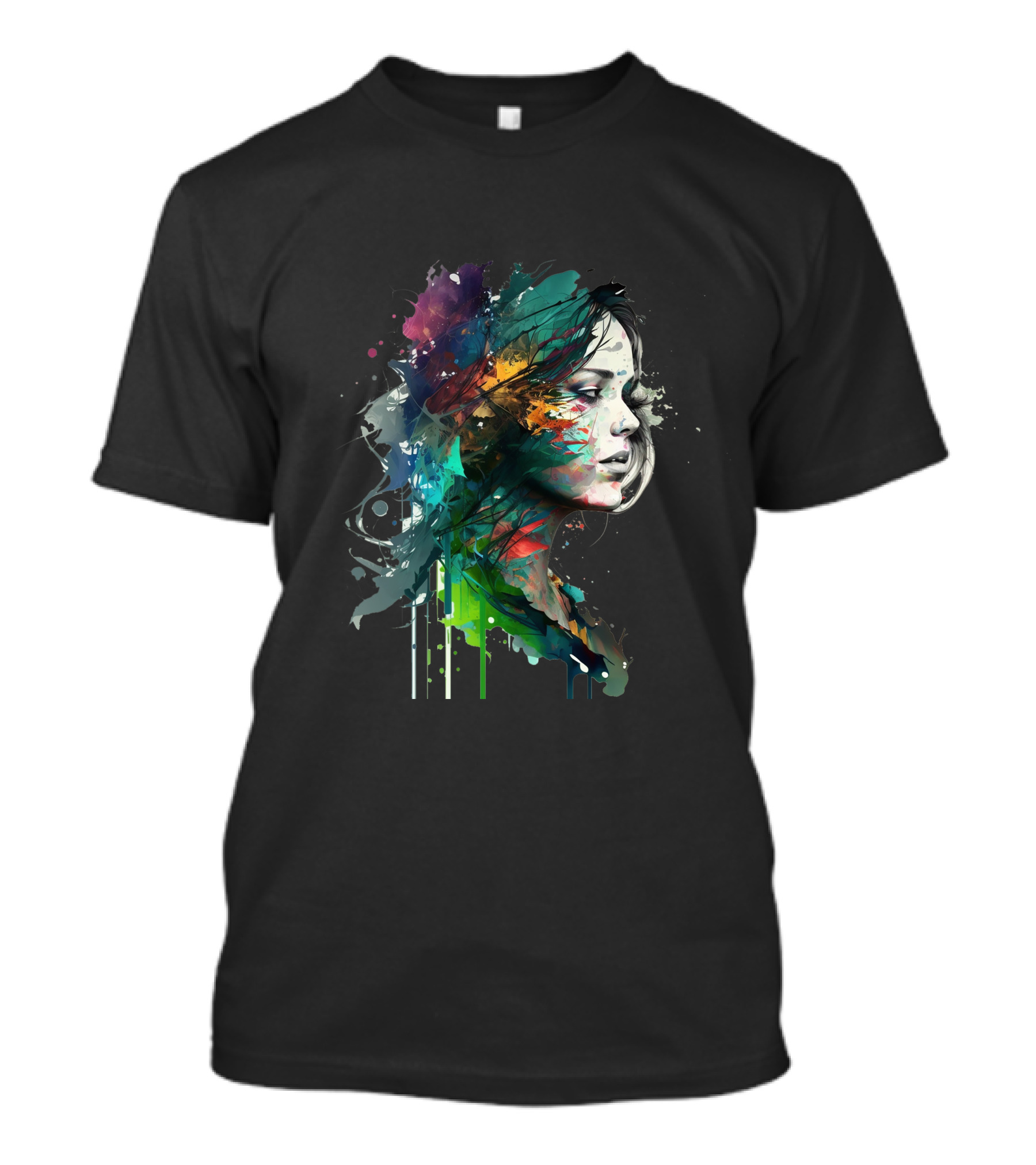 Abstract Beauty Girl Watercolor Splashes T-Shirt