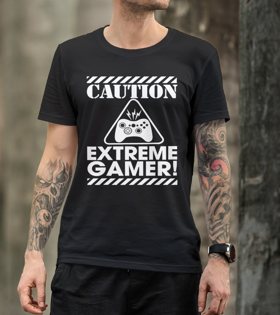 Caution Extreme Gamer Controller Warning T-Shirt