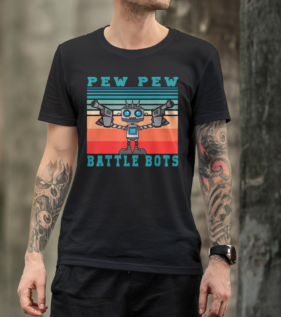 Pew Pew Battle Bots Robot Fighting Combat T-Shirt