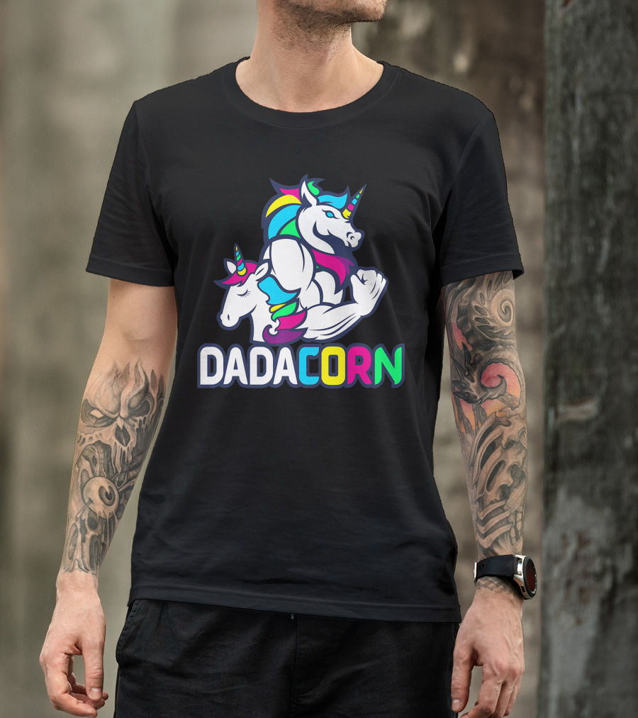 Dadacorn Unicorn Dad Muscle Rainbow Magic T-Shirt