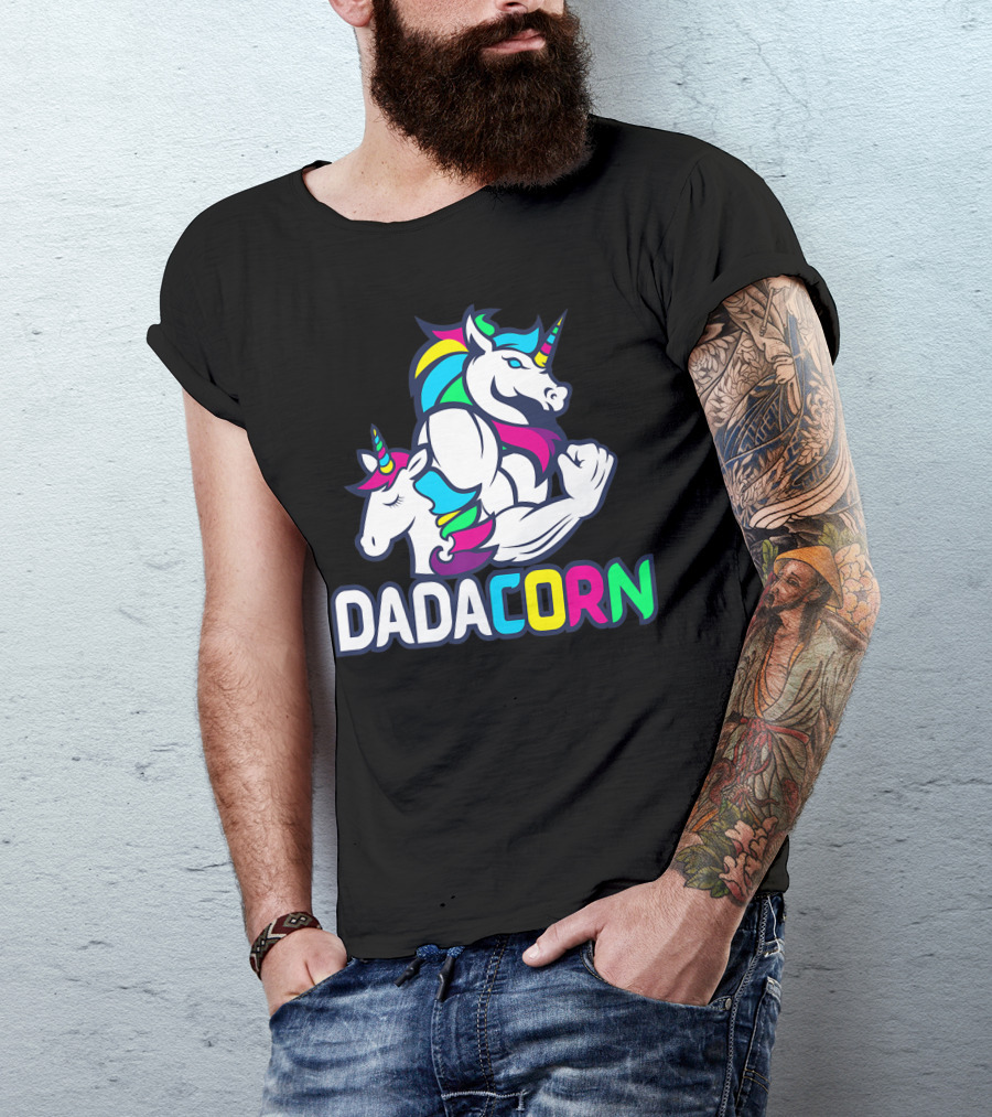 Dadacorn Unicorn Dad Muscle Rainbow Magic T-Shirt