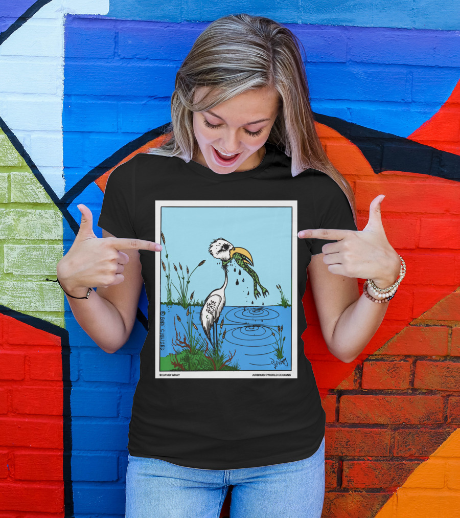 Dont Give Up Frog Bird Inspirational Cartoon By Airbrush World T-Shirt