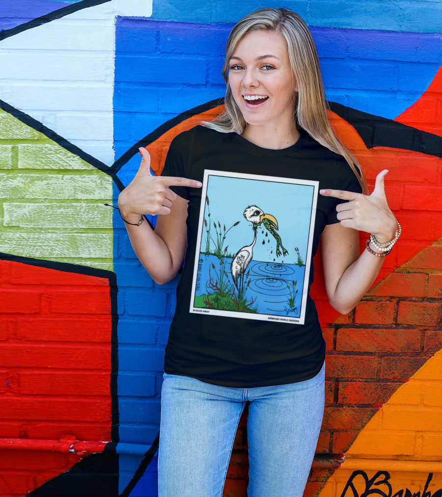 Dont Give Up Frog Bird Inspirational Cartoon By Airbrush World T-Shirt