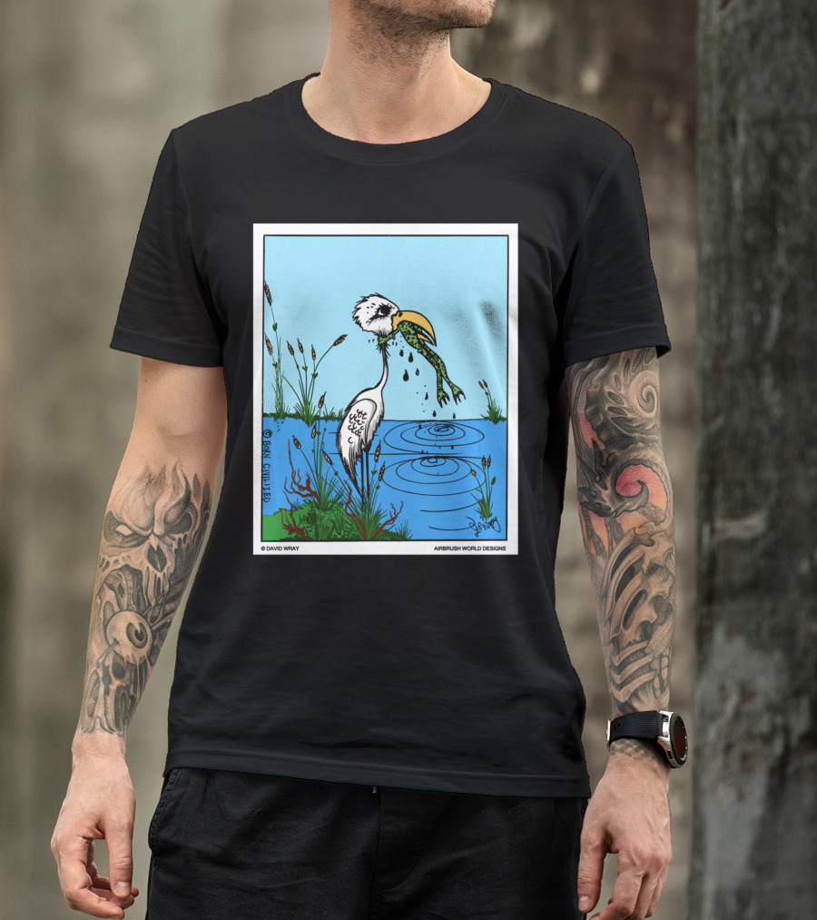 Dont Give Up Frog Bird Inspirational Cartoon By Airbrush World T-Shirt