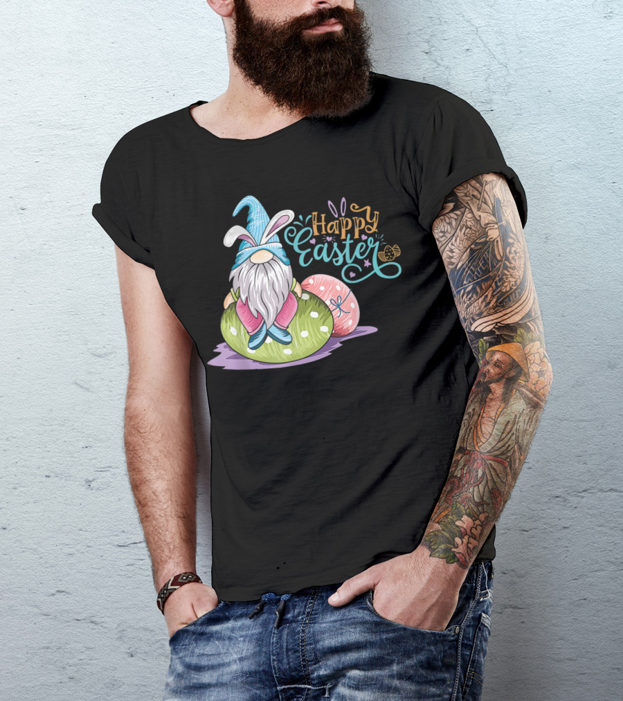 Happy Easter Gnome On Colorful Eggs T-Shirt