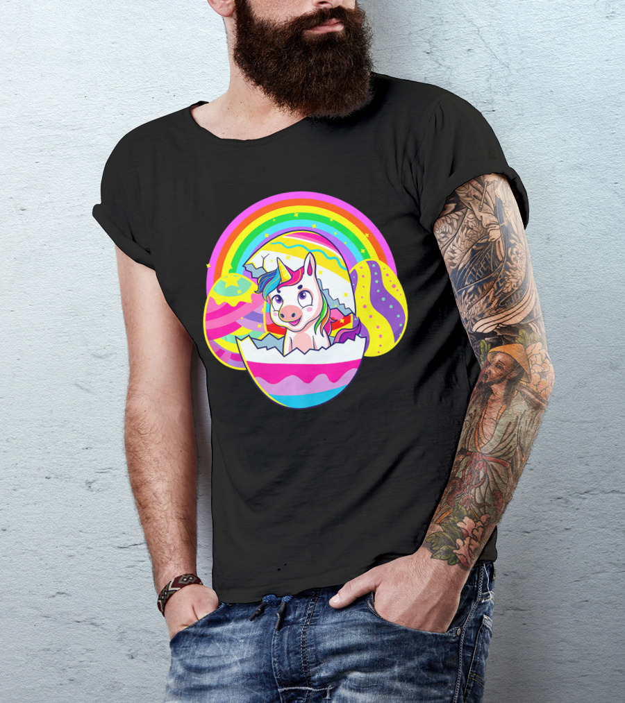 Easter Unicorn Rainbow Cute Eggs Birthday Girls T-Shirt