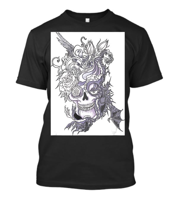 Evil Skull Bat Rose Wing T-Shirt
