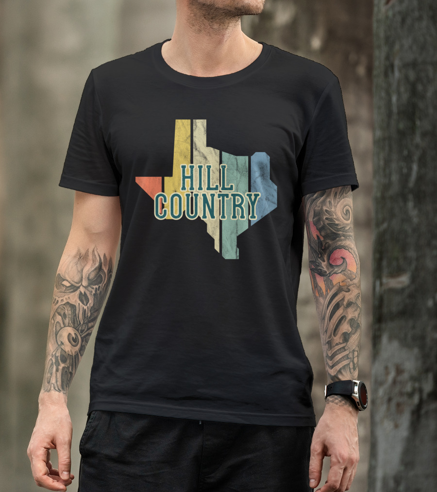 Hill Country Texas State Map Retro T-Shirt