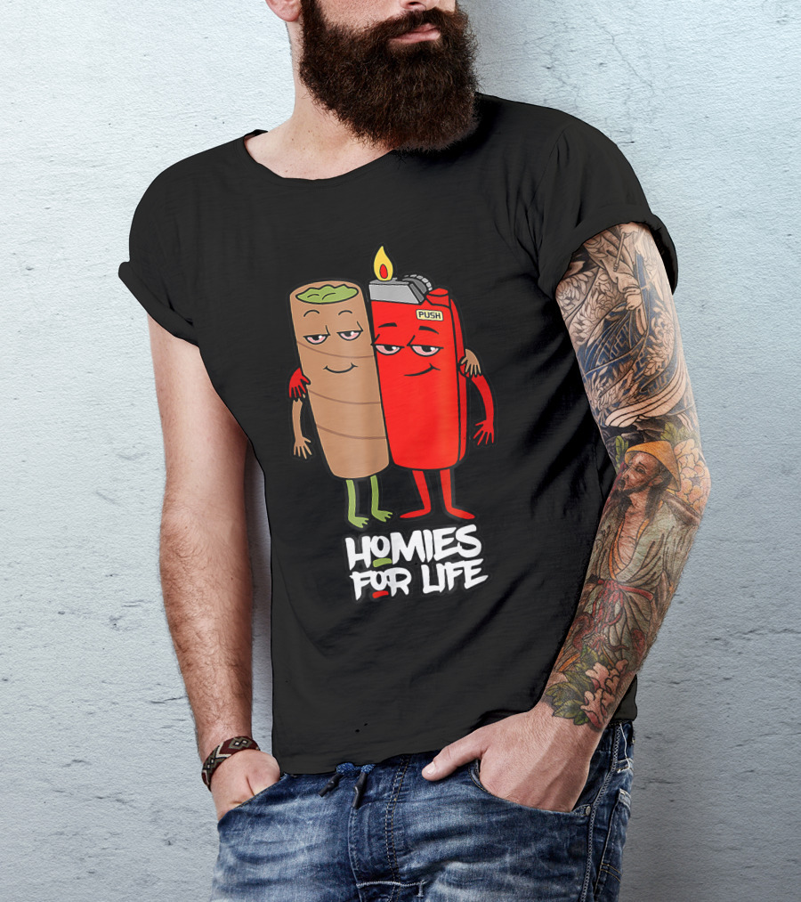 Homies For Life Weed Hugs Blunt Lighter Duo T-Shirt