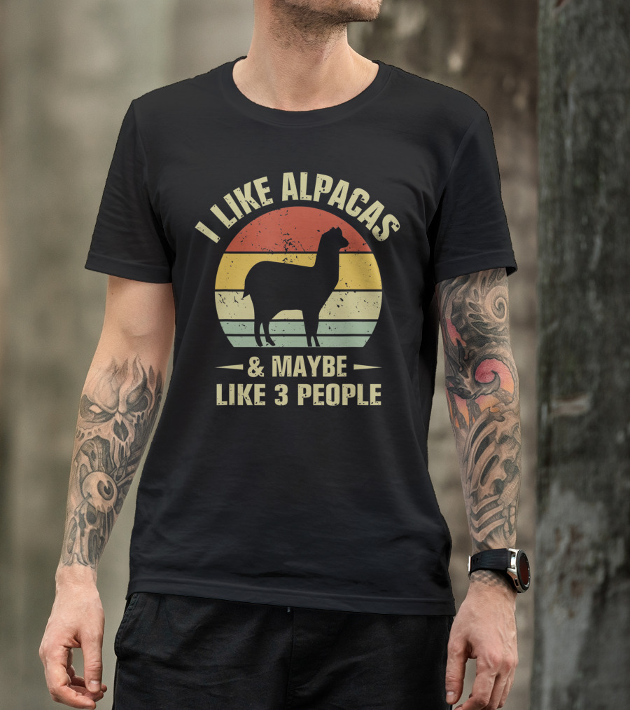 I Like Alpacas And Maybe Like 3 People Retro Alpaca Lover T-Shirt