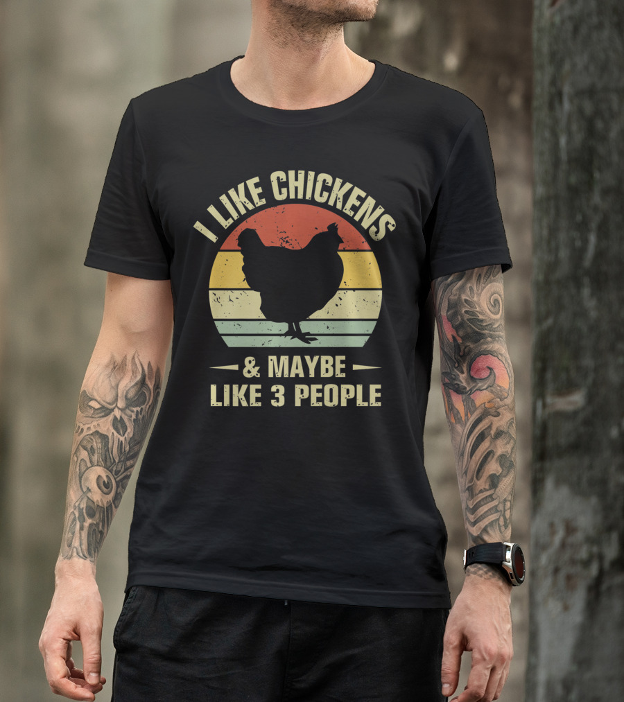 I Like Chickens And Maybe Like 3 People Vintage Chicken T-Shirt