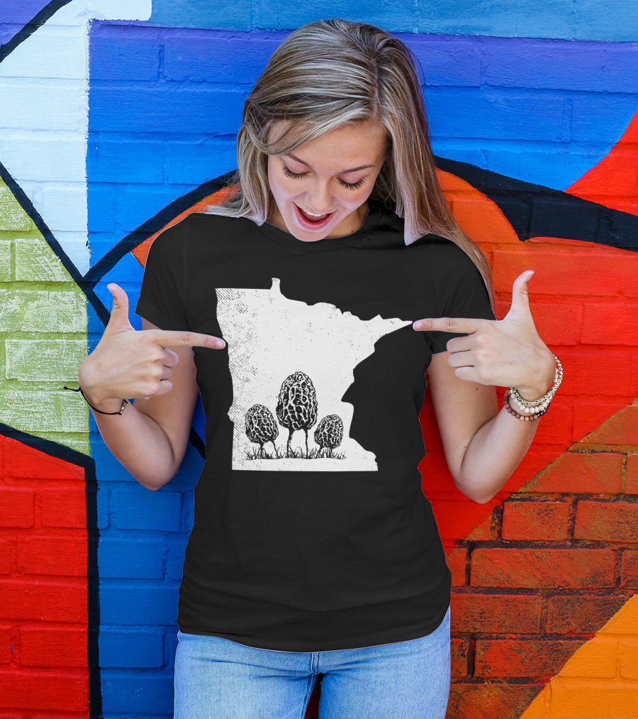 Minnesota Morel Mushroom Hunting Foraging Shrooming Hunter State Map T-Shirt