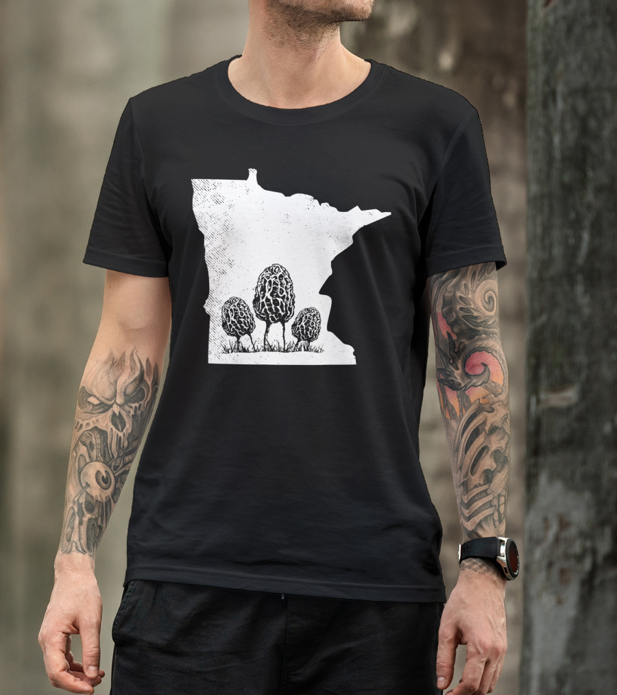 Minnesota Morel Mushroom Hunting Foraging Shrooming Hunter State Map T-Shirt