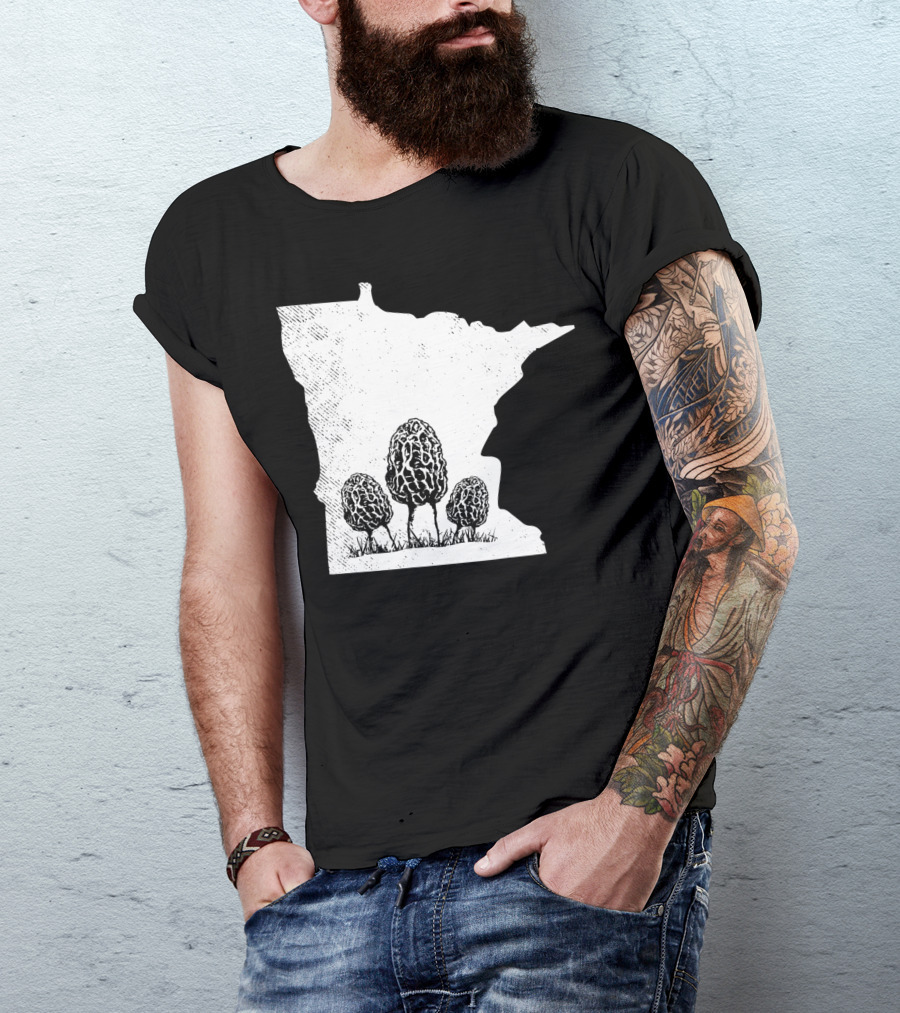 Minnesota Morel Mushroom Hunting Foraging Shrooming Hunter State Map T-Shirt