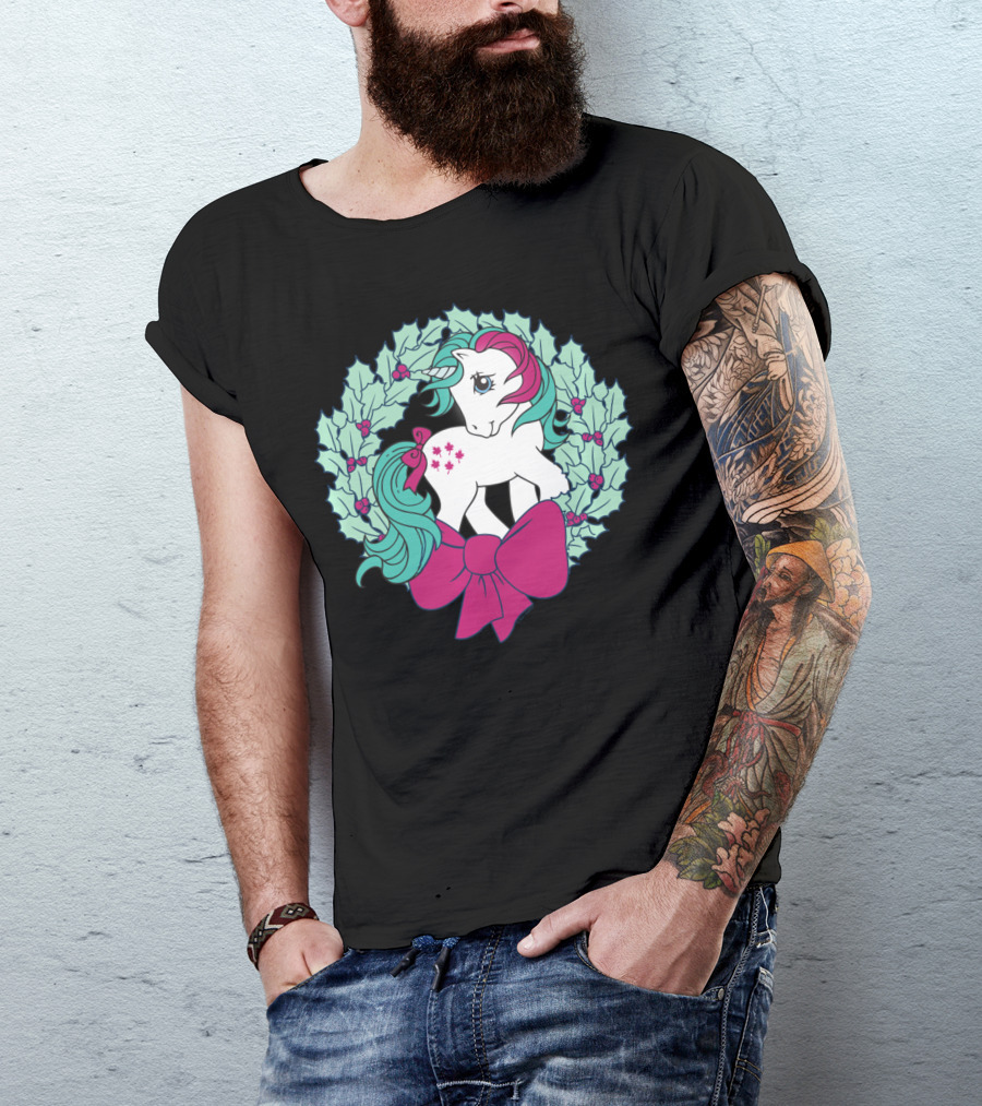 My Little Pony Christmas Holly Wreath With Bow And Pink Mane T-Shirt