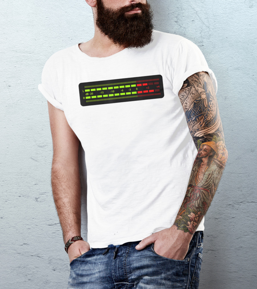 Retro Vu Meter DB Stereo Sound Engineer Music Lover T-Shirt