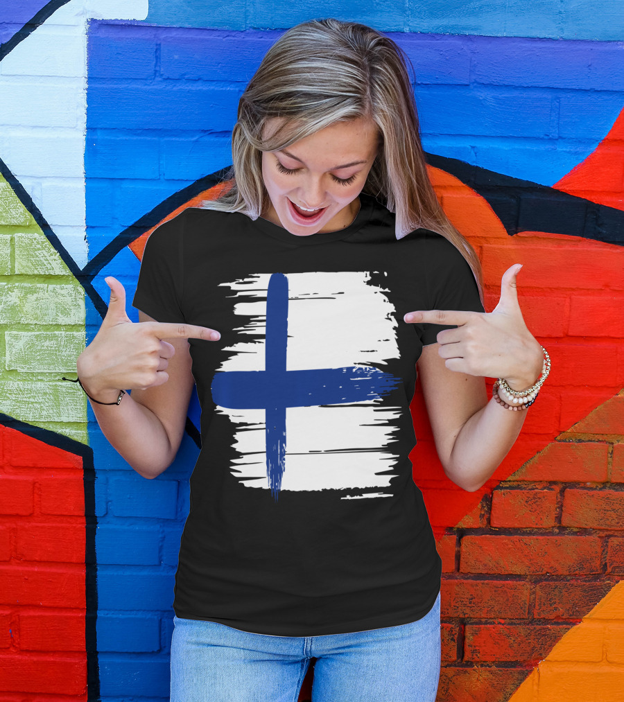 Tattered Finnish Flag In Grunge T-Shirt