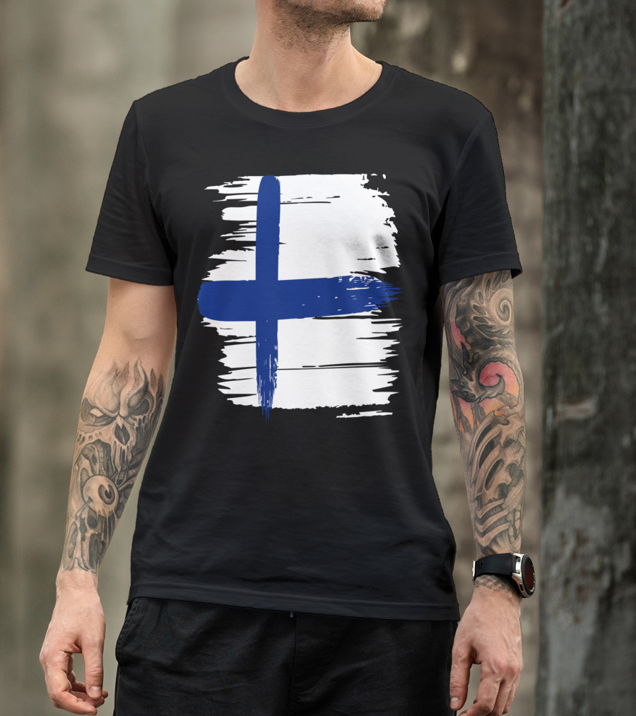 Tattered Finnish Flag In Grunge T-Shirt