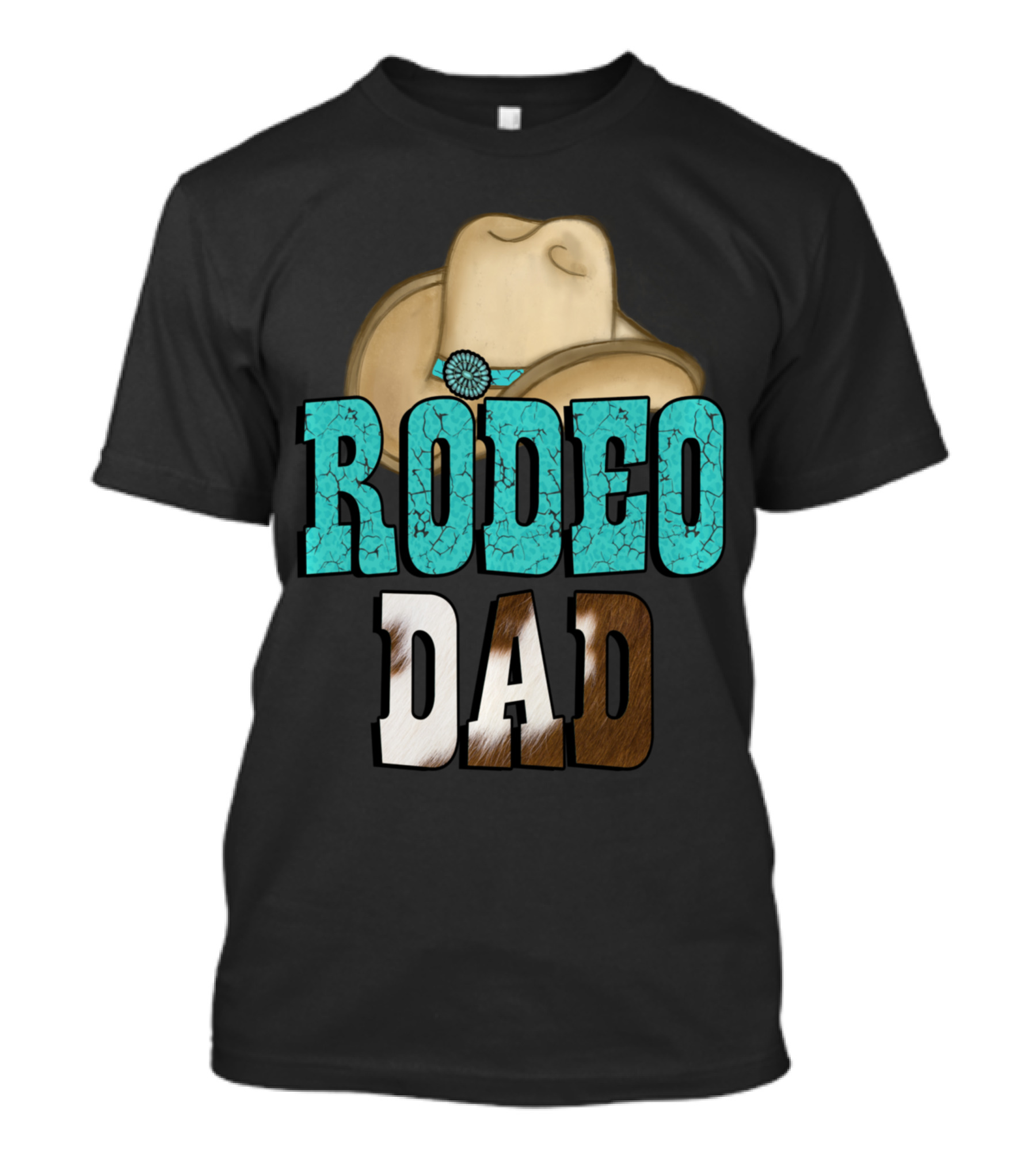 Turquoise Rodeo Dad Cowboy Hat Decor T-Shirt