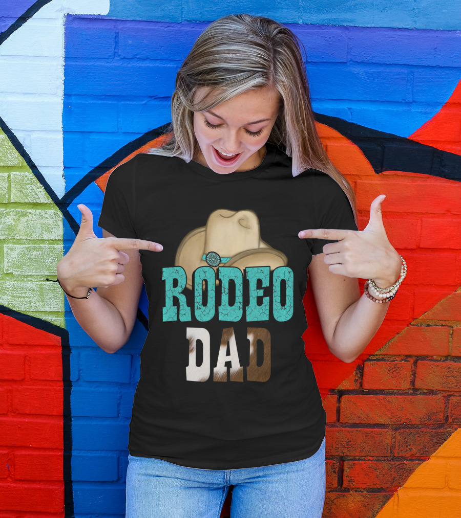 Turquoise Rodeo Dad Cowboy Hat Decor T-Shirt