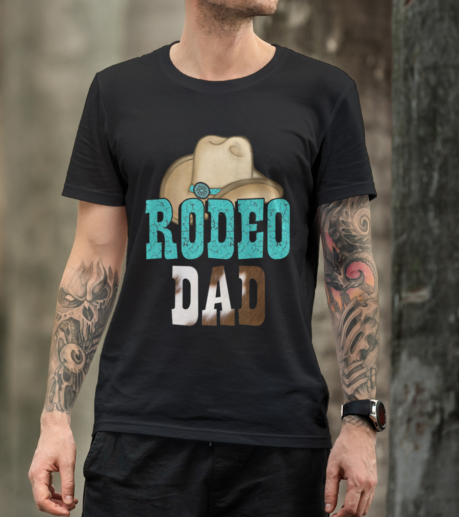Turquoise Rodeo Dad Cowboy Hat Decor T-Shirt